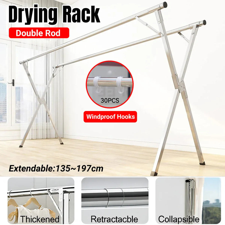 Drying Rack Foldable Stable Sturdy for Indoor Outdoor Balcony Space Saving