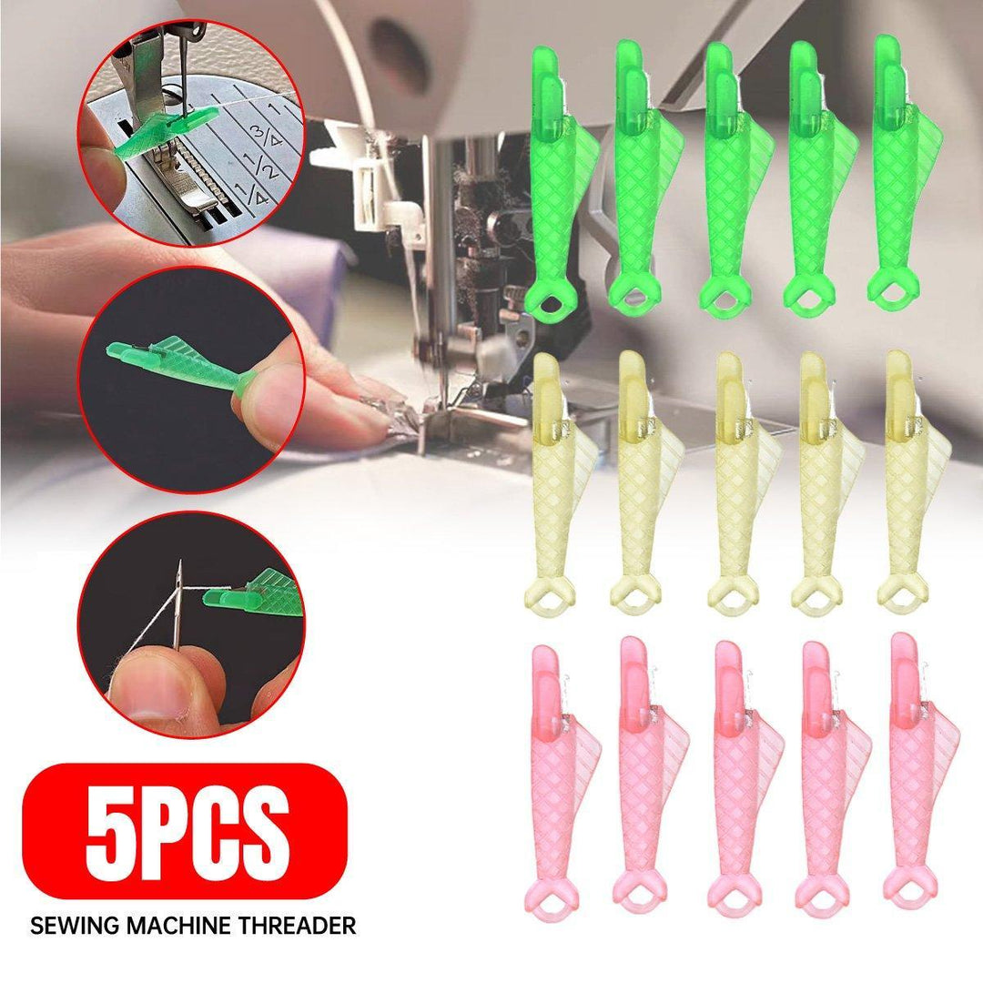 5PCS Plastic Needle Threader Tool for Sewing Machine Quick Lead Garment Sewing - Green