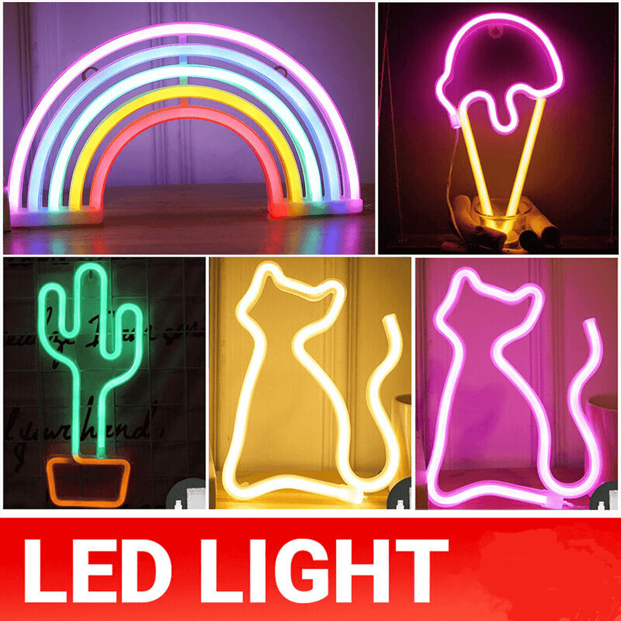 LED Rainbow Neon Light Lamp for Bedside Night Room Wall Home Decoration - Cat Warm