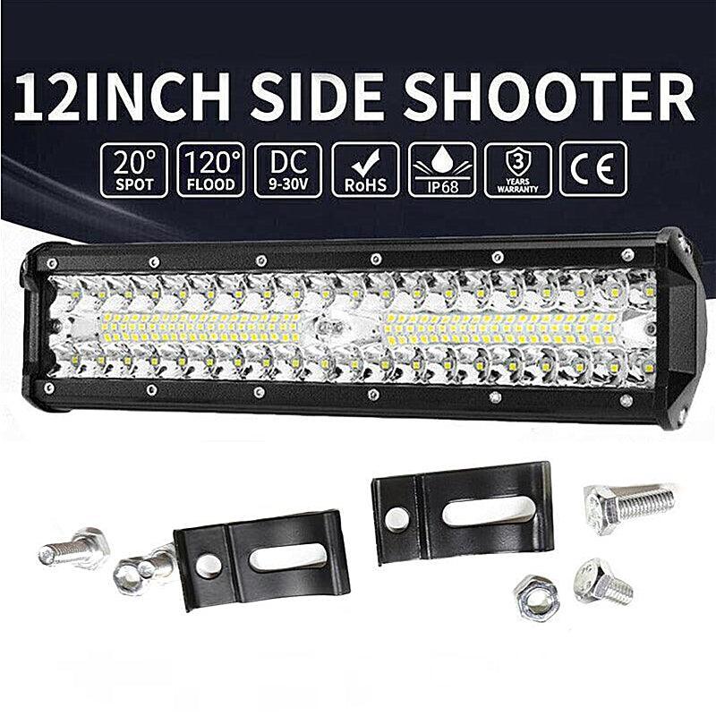 12 Inch Cree Led Light Bar Side Shooter Combo Beam Work Driving Offroad 4Wd