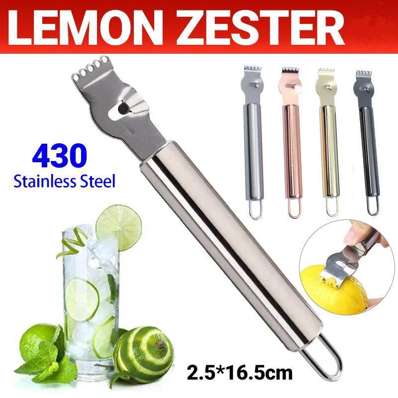 Lemon Zester Grater Knife Tool Stainless Steel with Channel Garnish Citrus Lime - Gold