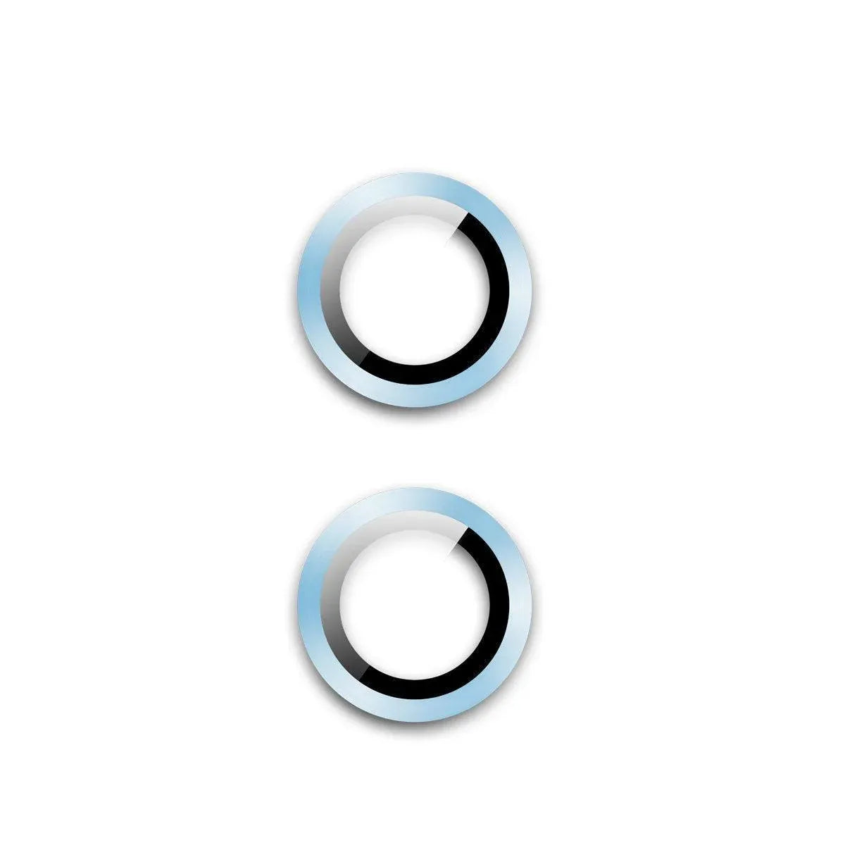 For Apple iPhone 15/15 Plus Camera Lens Protector Glass Screen Metal Ring - Light Blue