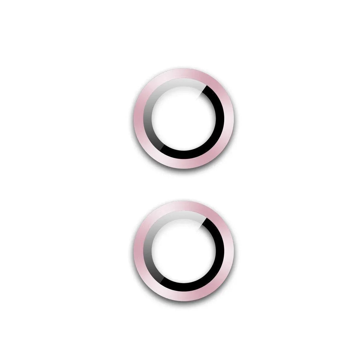 For Apple iPhone 15/15 Plus Camera Lens Protector Glass Screen Metal Ring - Light Pink