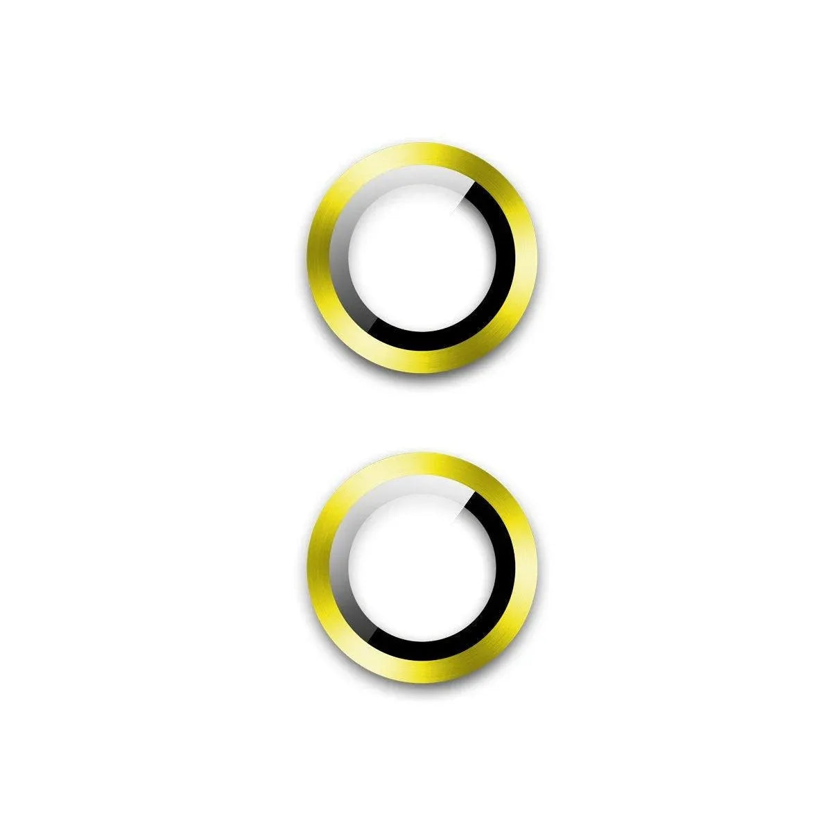 For Apple iPhone 15/15 Plus Camera Lens Protector Glass Screen Metal Ring - Yellow
