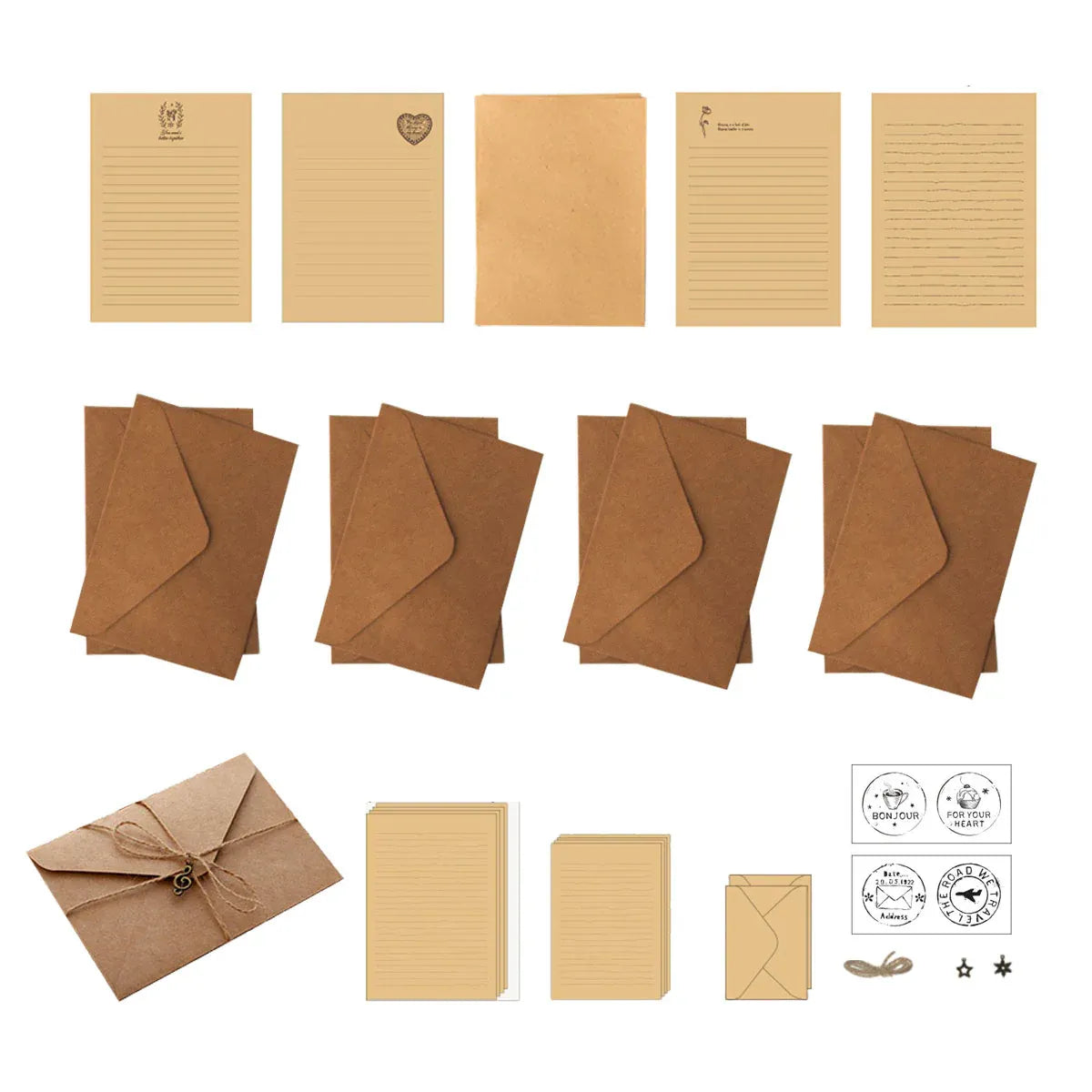 5 Set Vintage Cowhide Letter Paper Envelope Stationery Writing Set for Gifts - 2