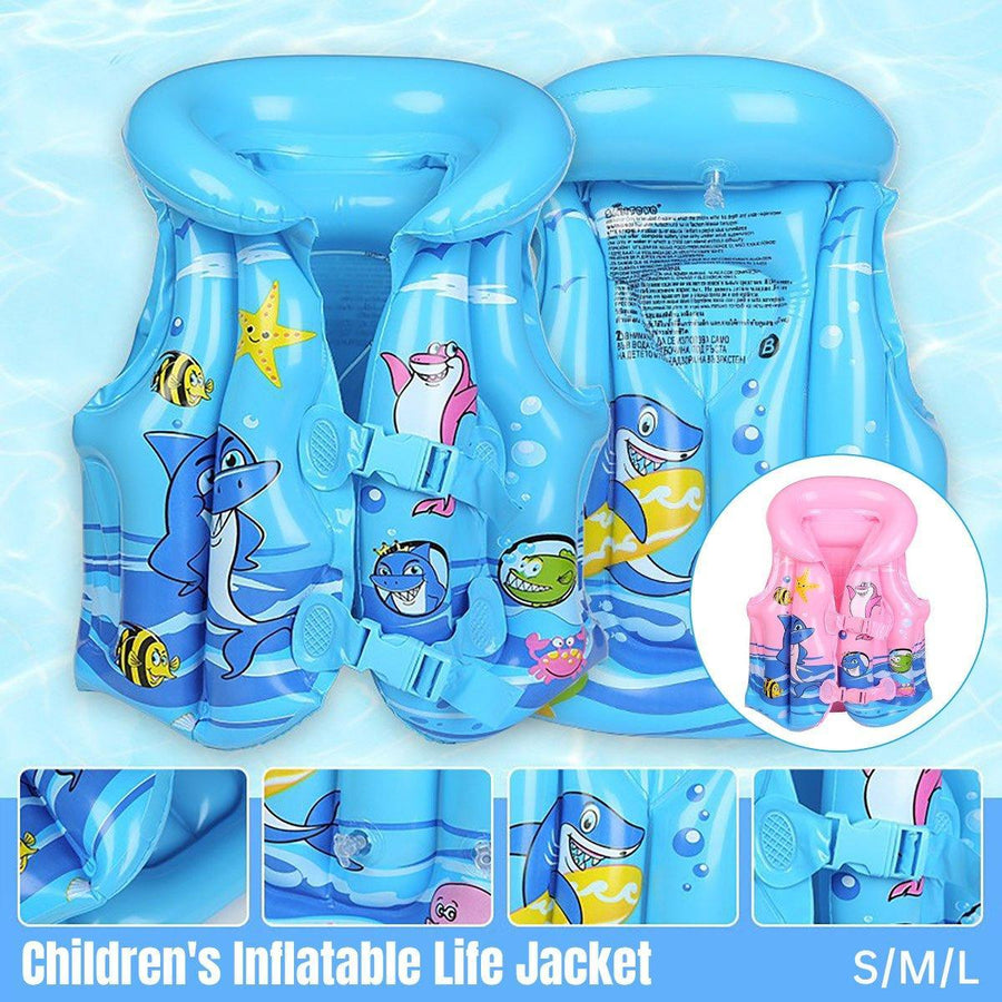 Inflatable Swim Vest with Buoyancy Support for Water Activities and Training Use - Blue-S