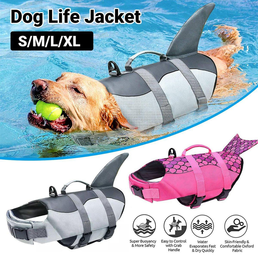 Pet Life Jacket Dog Swim Vest Outdoor Water Gear for Summer Swimming Activities - Grey S
