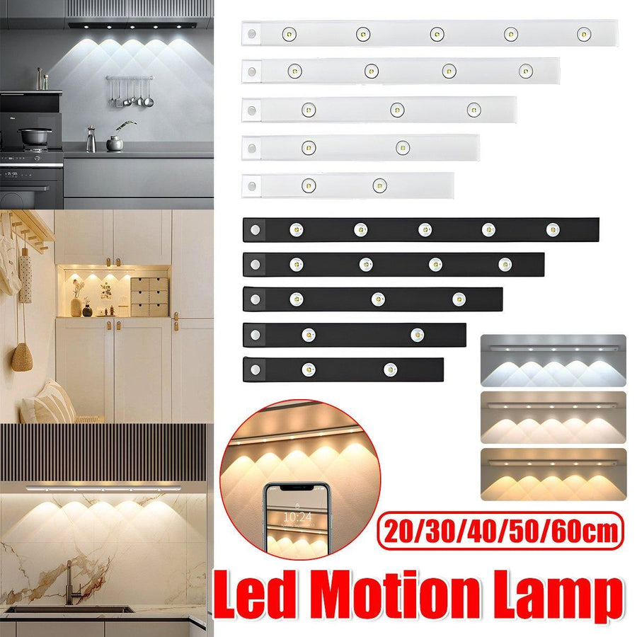 Ultra-Thin Intelligent LED Motion-Sensing Light Bar Rechargeable Strip Lamp - Remote Control Model - White 20cm