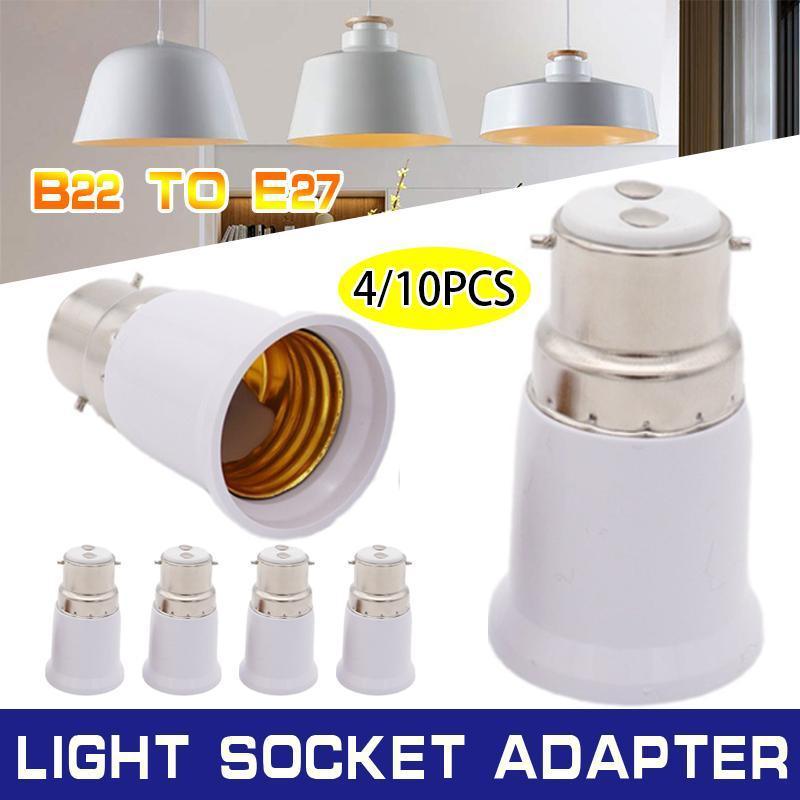 4/10x B22 To E27 Light Socket Adapter Bayonet Lamp Base To Edison E27 Bulb Screw - Light Socket-10pcs-450457
