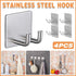4pcs No Punch Hooks Powerful Adhesive Wall Mounted Metal Kitchen Hooks Set