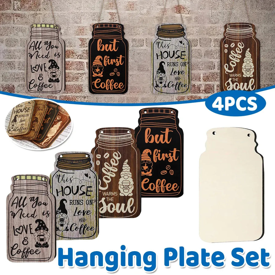 American Country Vintage Coffee Letter Logo Bar Decorative Wooden Signs for Home