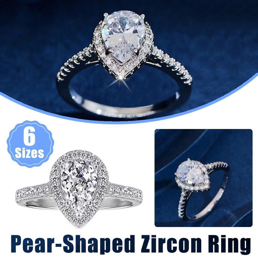 Sparkling Pear Shaped Zircon Cluster Ring Pear Shape Engagement Women Gift - 6