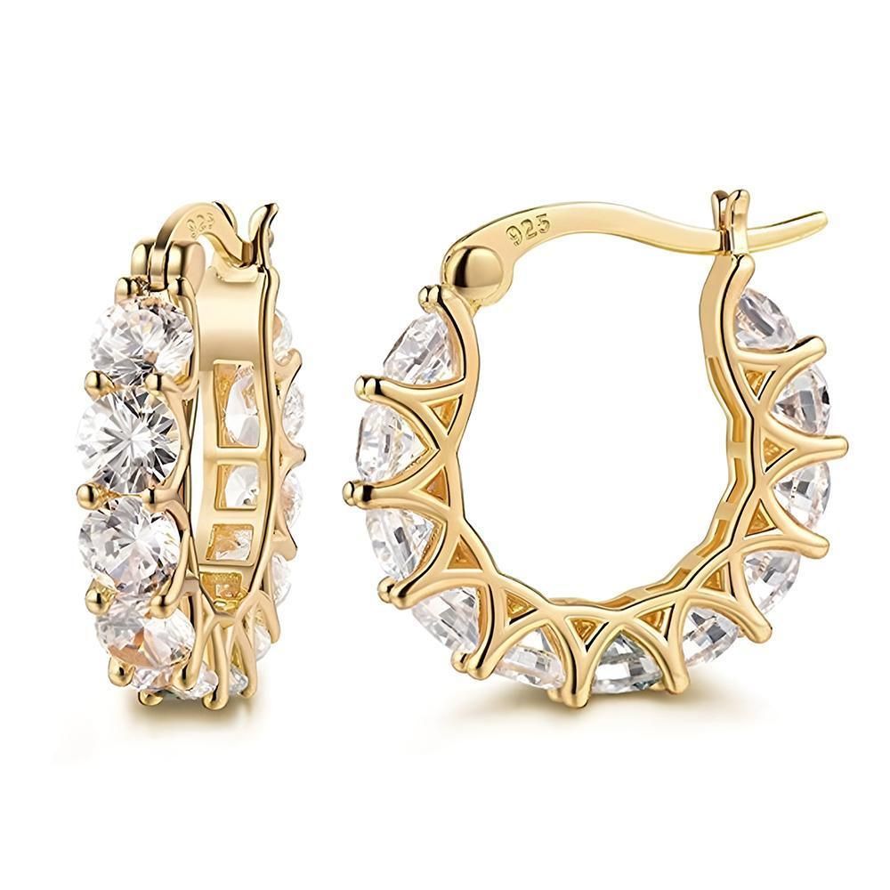 Sparkling U Shaped Earrings Fashion Jewelry Vintage Style Ear Accessories - Gold