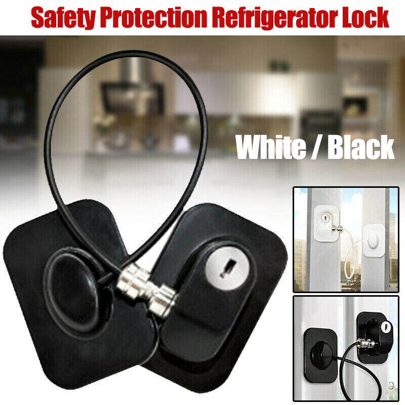Refrigerator Lock with Keys for Fridge Cabinet Window Door and Drawer Latch Use - Black