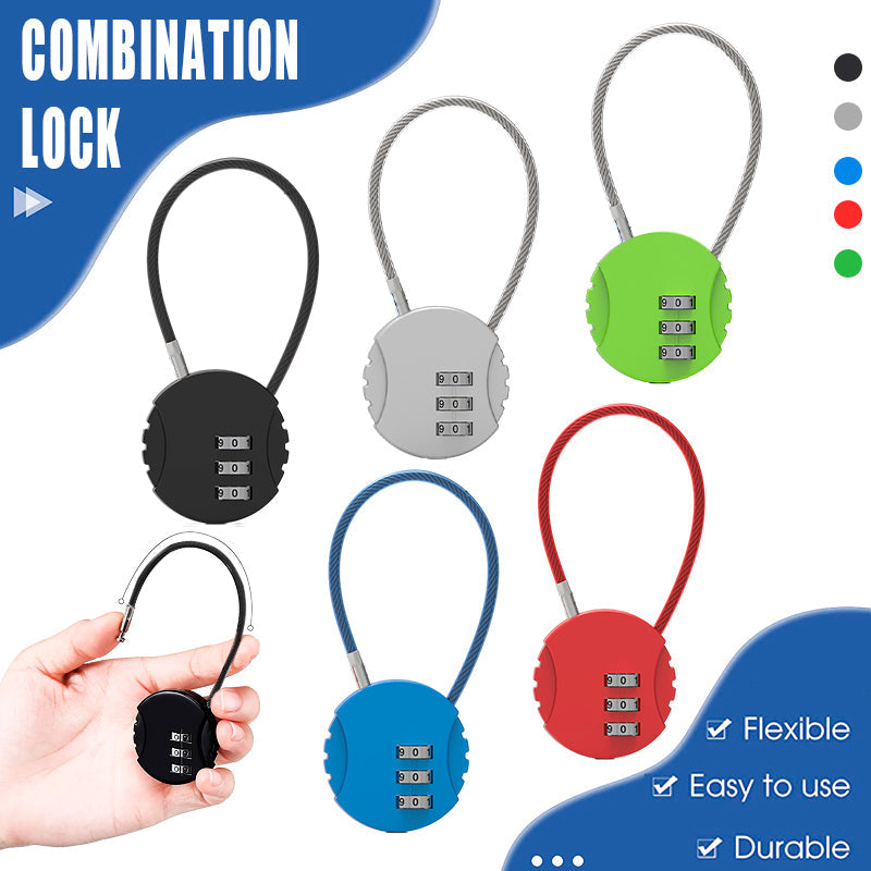 Combination Lock Padlock Locker 3 Digit Security Bike Suitcase Luggage Bag - Red