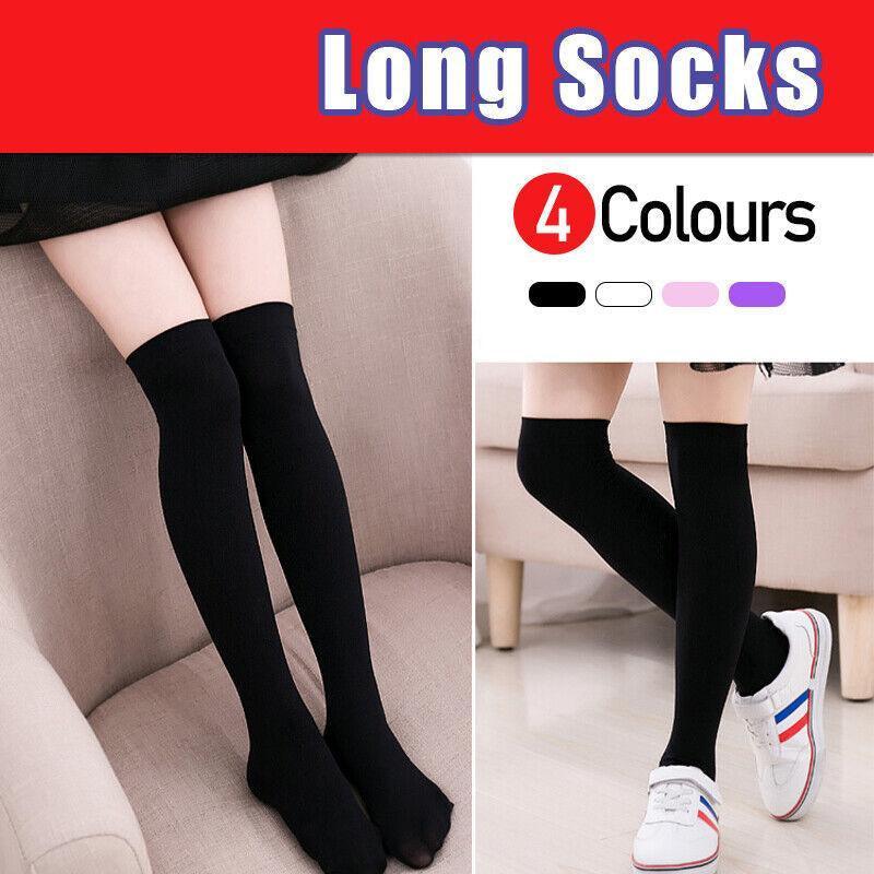 Womens Girls Long Socks Over Knee Thigh High Stockings Hosiery Tights Pantyhose - Pink