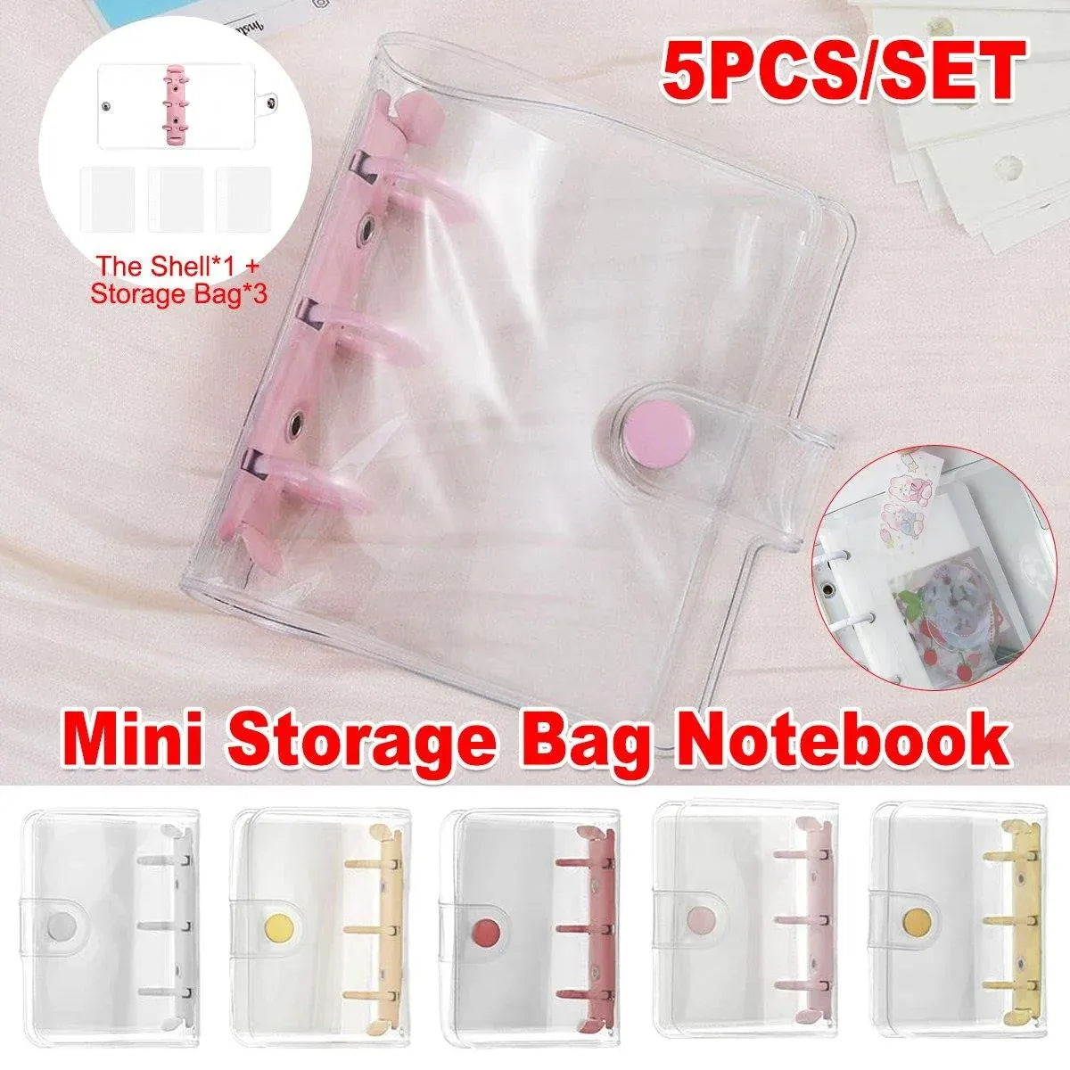 5pcs Flipbook Mini Transparent Case Handbook Notebook Protective Storage Case