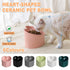 Love Shape Slanted Cat Bowl Ceramic Pet Bowl for Cats Food Water Feeding Dish - Dark Green