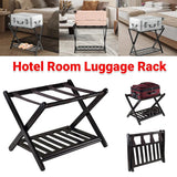 Foldable Bamboo Luggage Rack Hotel Room Portable Suitcase Holder Travel Rack