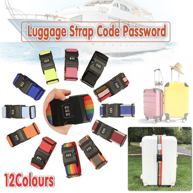 Luggage Strap Code Password Travel Suitcase Secure Lock Safe Nylon Packing Belt - Grey+Orange