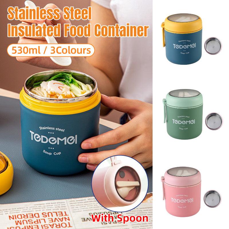 530ml Stainless Steel Insulated Lunch Box Portable Food Storage Mug Soup Meals - Green
