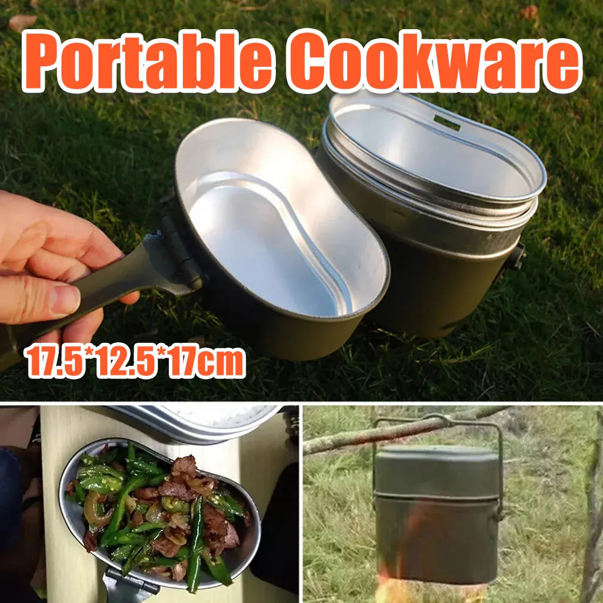 3 In 1 Camping Mess Kit Canteen Cookware Set For Hiking Bushcraft Cooking