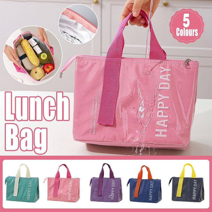 Large Capacity Lunch Bag Outdoor Picnic Aluminum Foil Portable Thermal Bag - Pink