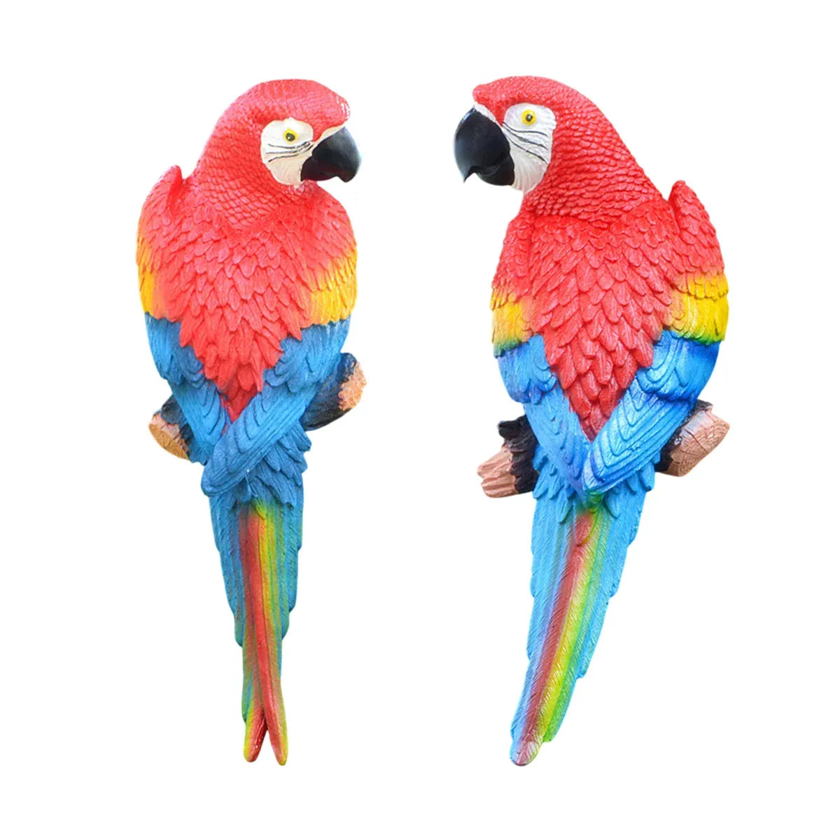 Simulated Half Parrot Tree Hanging Wall Decoration Durable for Home Garden Use - Red-Red