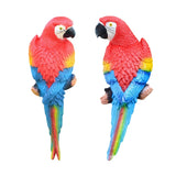 Simulated Half Parrot Tree Hanging Wall Decoration Durable for Home Garden Use - Red-Red