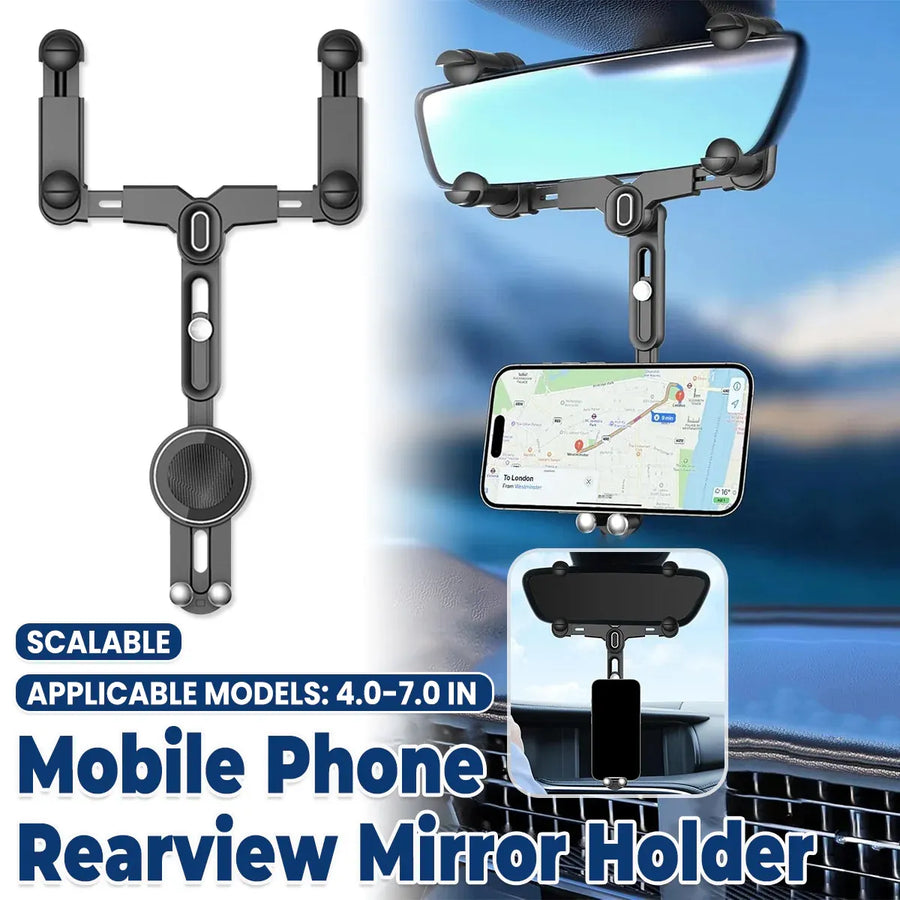 Mobile Phone Rearview Mirror Holder Strong Grip Fits Most Smartphones Car Use