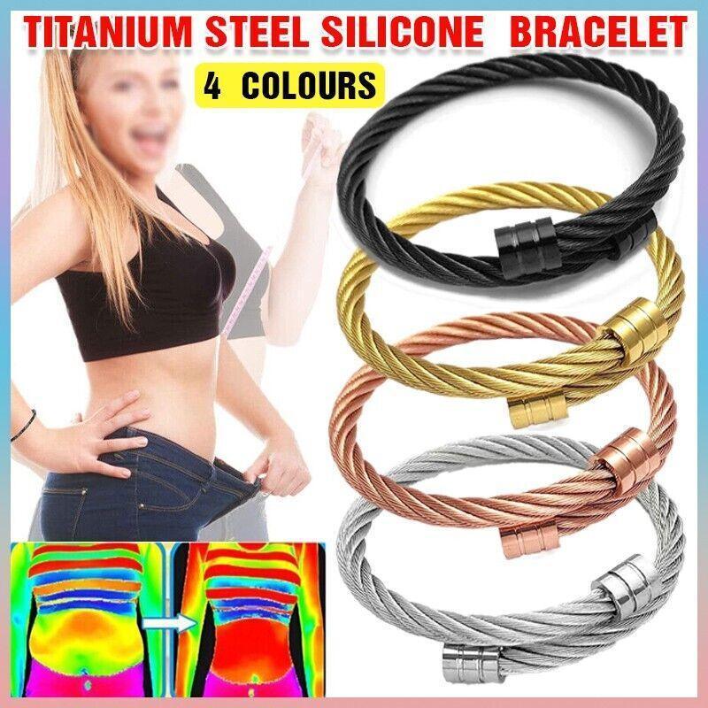 Lymph Drainage Magnetic Bracelets  Crainoc Titaniumion Osimium Bangle NEW - Silver