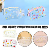 2PCS Large Capacity Transparent PVC Travel Bag Women Portable Wash Storage Bag