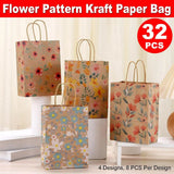 32Pcs Printed Party Paper Bags Tote Bags for Gift Packaging Shopping Favors