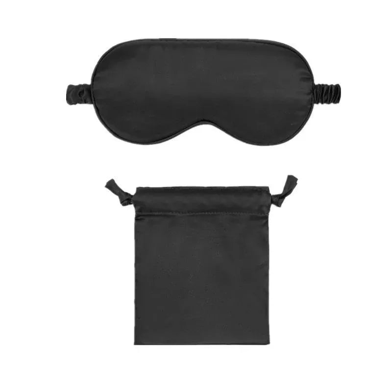 Pure Soft Silk EyeShade Blindfold Sleep Eye Mask Cover Light Shade Travel Relax - Black
