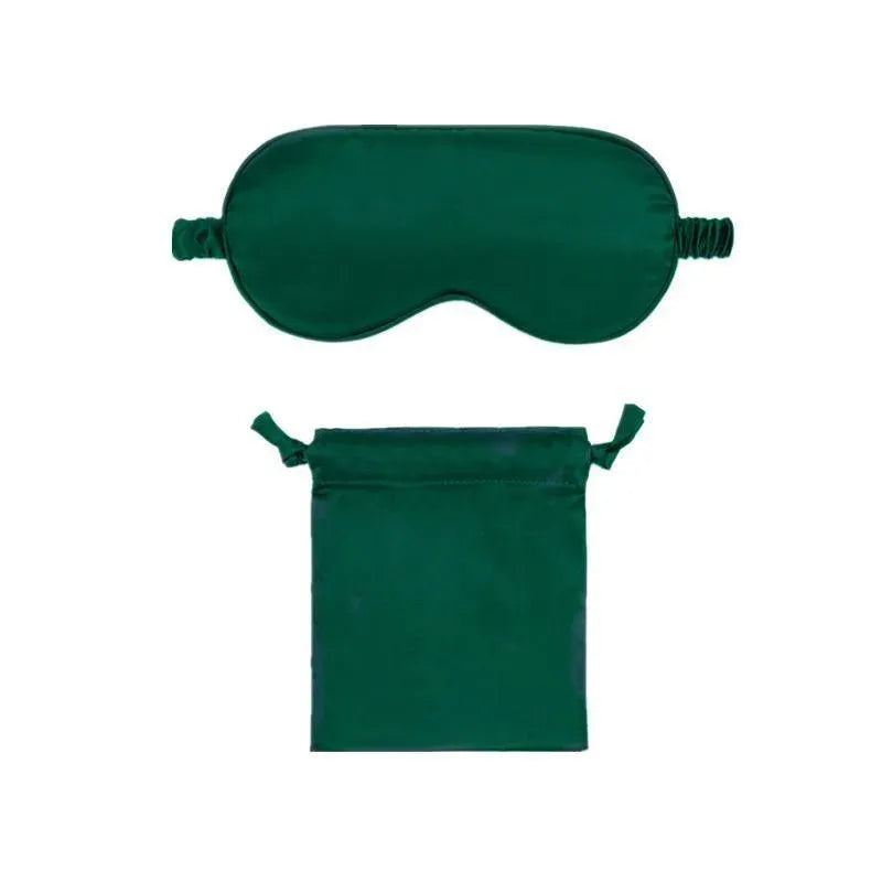 Pure Soft Silk EyeShade Blindfold Sleep Eye Mask Cover Light Shade Travel Relax - Dark Green