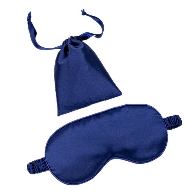 Pure Soft Silk EyeShade Blindfold Sleep Eye Mask Cover Light Shade Travel Relax - Navy
