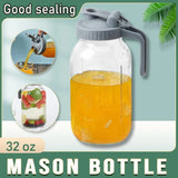 24oz Mason Jar with Lid Carrying Handle Airtight Glass Jar for Drinks or Storage