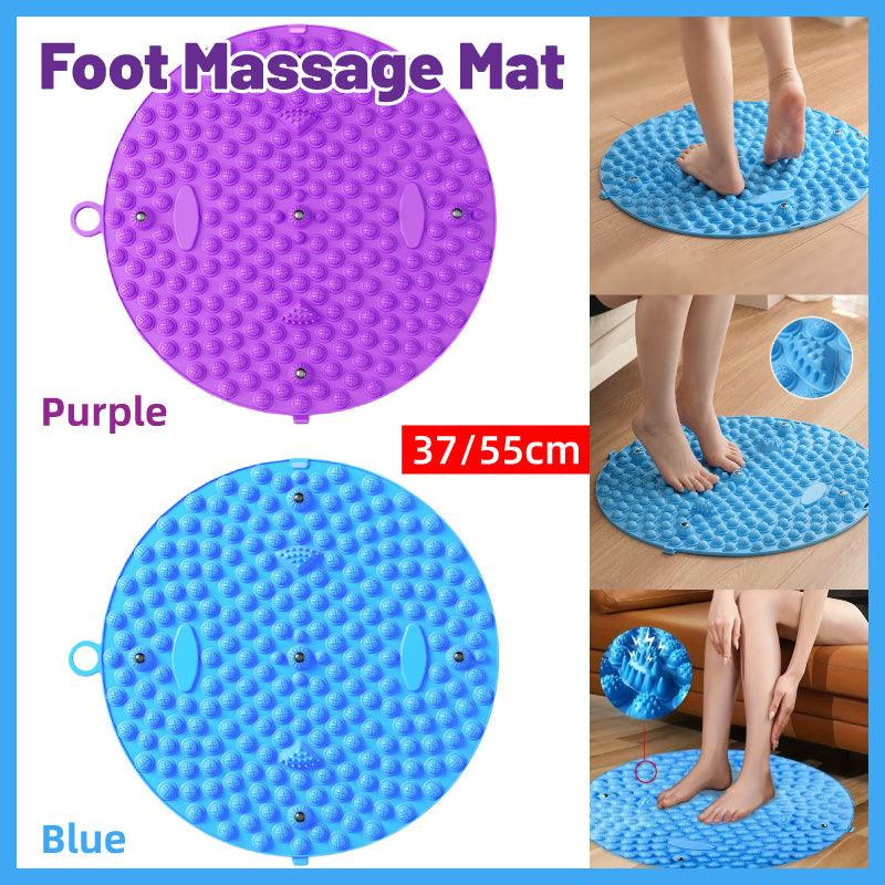 37/55cm Soft Silicone Circular Foot Mat with Textured Surface - Blue-37cm