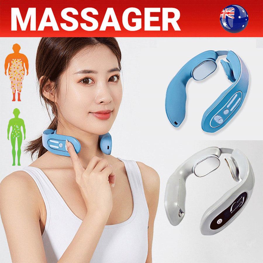 Portable Neck and Shoulder Massager with Heat and Pulse Function - Ordinary Gray