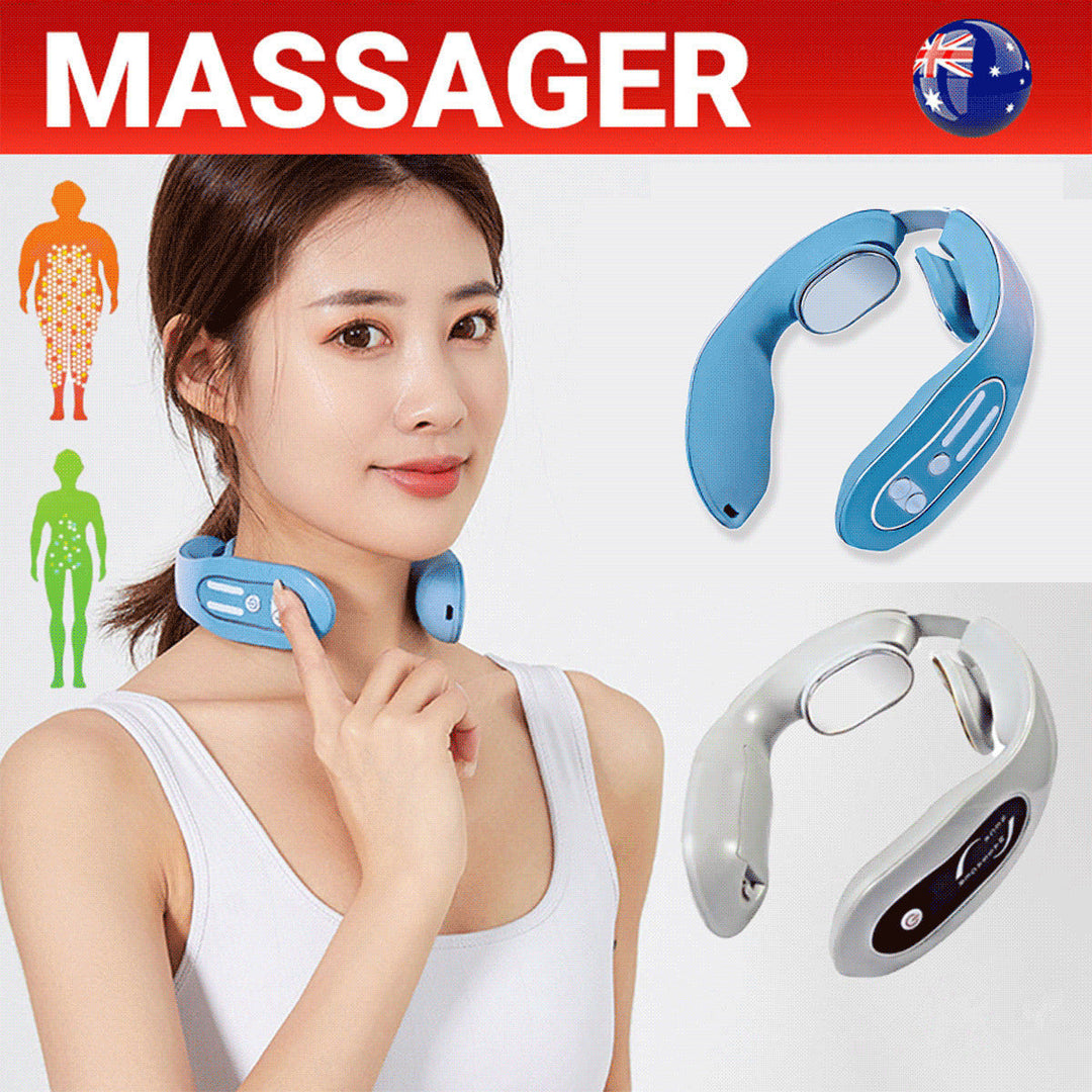 Portable Neck and Shoulder Massager with Heat and Pulse Function - Upgraded Blue