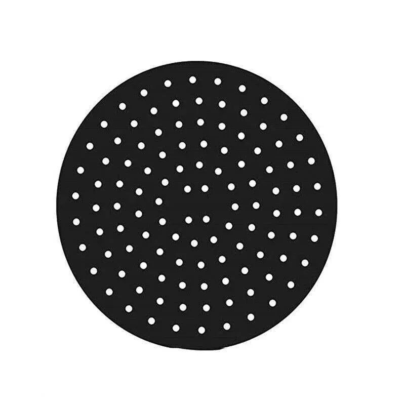 23cm Reusable Air Fryer Liners Non-Stick Silicone Air Fryer Basket Mat Round - Black