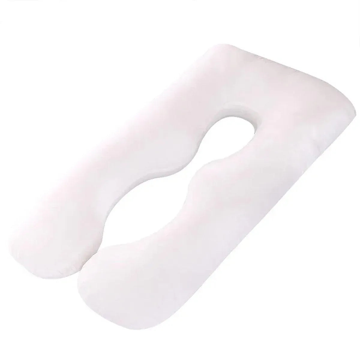 U-shaped All-Cotton Maternity Pillow Multifunctional Lumbar Side Sleep Cushion - White
