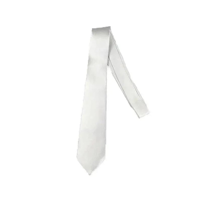 Mens Skinny Tie Plain Wedding Slim Necktie Formal Casual Narrow Party - White