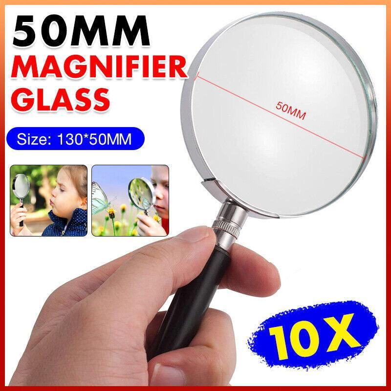 Magnifying Glass 10X Handheld Metal Frame 50mm Loupe