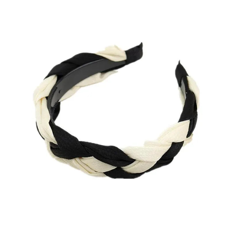 Women Headband Twist Hairband Bow Knot Cross Tie Wide Headwear Hair Band Hoop - Black