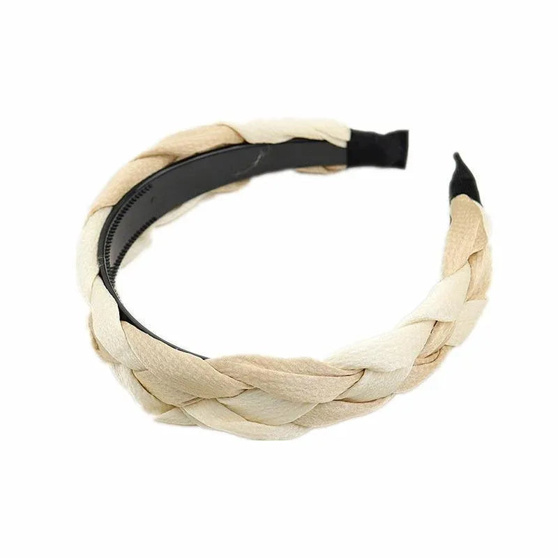 Women Headband Twist Hairband Bow Knot Cross Tie Wide Headwear Hair Band Hoop - White