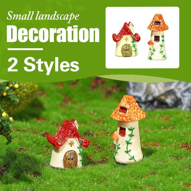 Miniature Decor Garden House Mini Fairy House Cottage Mushroom House Resin Craft - 1# Red