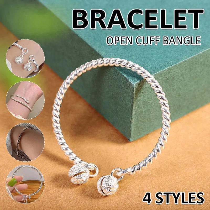 Bangle Bowknot Bells Bracelet Korean Opening Wrist Chain Women Silver Bracelet - Bell