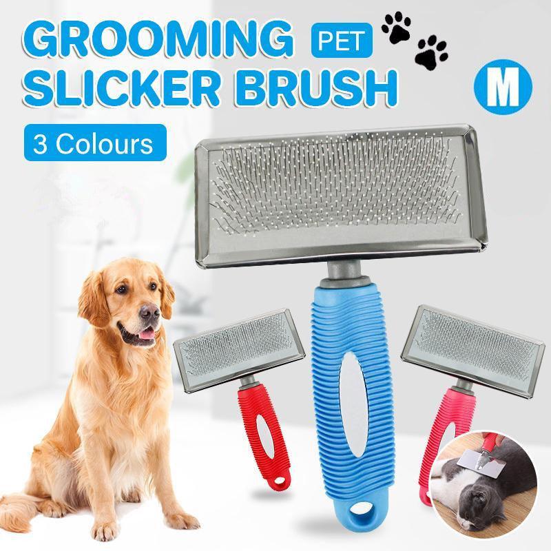 M Size Hair Shedding Grooming Trimmer Comb Brush Slicker Undercoat Rake for Dog Cat - Blue