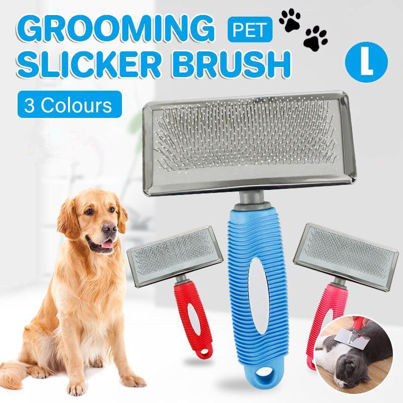 L Size Hair Shedding Grooming Trimmer Comb Brush Slicker Undercoat Rake Pet Dog Cat - Red
